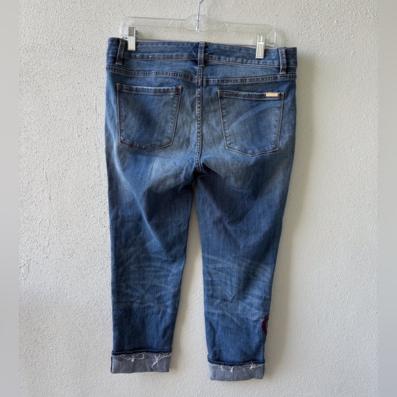 White House Black Market Slim Crop Jeans Size 10 Embroidered Casual Stretch Cuff - Picture 4 of 16